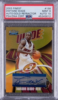 2003-04 Topps Finest Gold Refractor Auto #158 Dwyane Wade Signed Rookie Card (#14/25) - PSA MINT 9, PSA/DNA 10